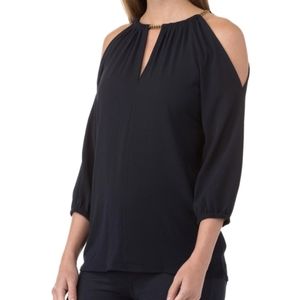 Michael Kors chain cold shoulder top xs black